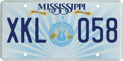 MS license plate XKL058