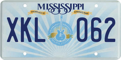 MS license plate XKL062
