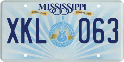 MS license plate XKL063