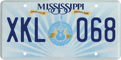MS license plate XKL068
