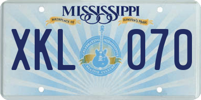 MS license plate XKL070