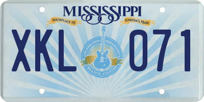 MS license plate XKL071