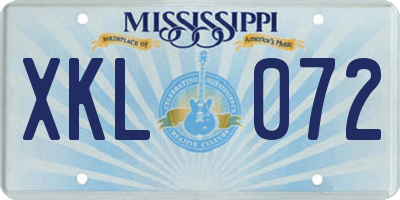 MS license plate XKL072