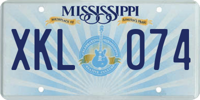 MS license plate XKL074
