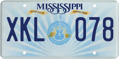 MS license plate XKL078