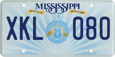 MS license plate XKL080