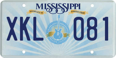 MS license plate XKL081