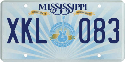 MS license plate XKL083