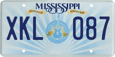 MS license plate XKL087