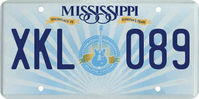 MS license plate XKL089