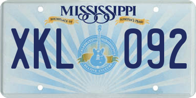 MS license plate XKL092