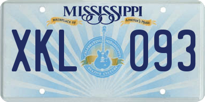 MS license plate XKL093