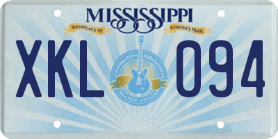 MS license plate XKL094