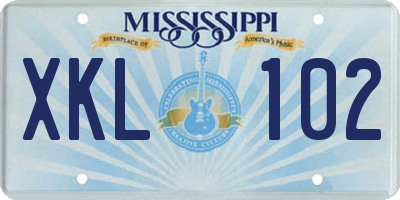 MS license plate XKL102