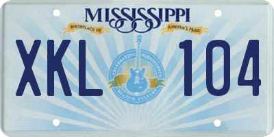 MS license plate XKL104