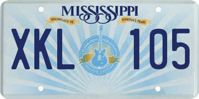 MS license plate XKL105