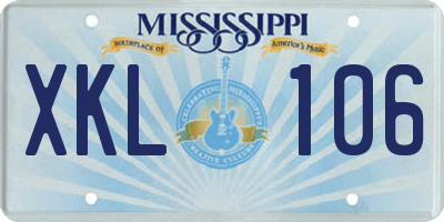 MS license plate XKL106