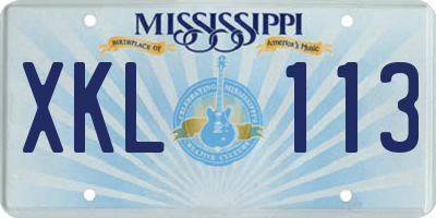 MS license plate XKL113