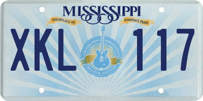MS license plate XKL117