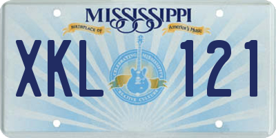 MS license plate XKL121