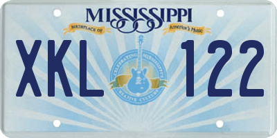 MS license plate XKL122