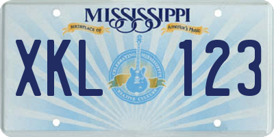 MS license plate XKL123