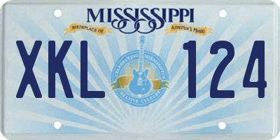 MS license plate XKL124