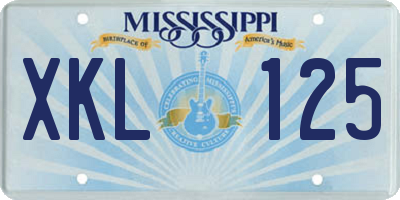 MS license plate XKL125
