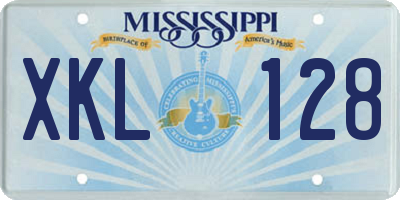 MS license plate XKL128