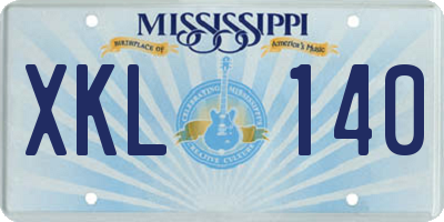 MS license plate XKL140