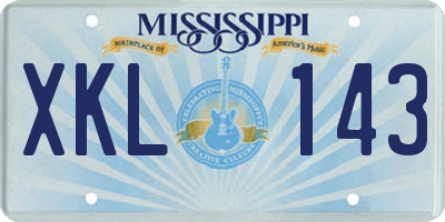 MS license plate XKL143