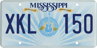 MS license plate XKL150