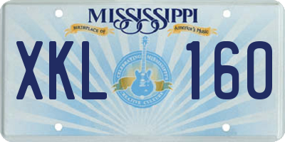 MS license plate XKL160
