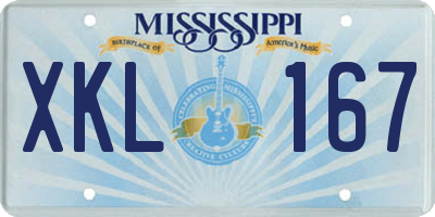 MS license plate XKL167