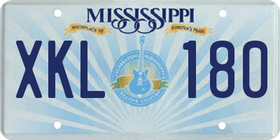 MS license plate XKL180