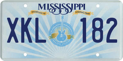 MS license plate XKL182