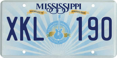MS license plate XKL190