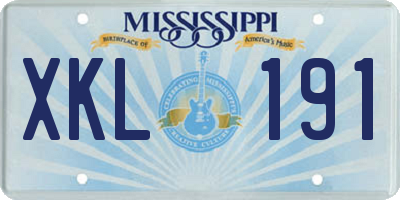 MS license plate XKL191