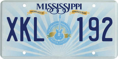MS license plate XKL192