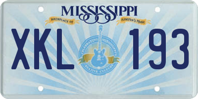 MS license plate XKL193
