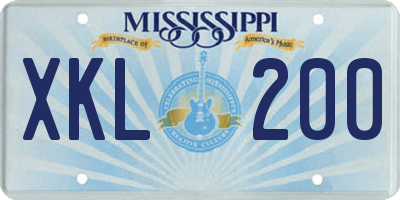 MS license plate XKL200