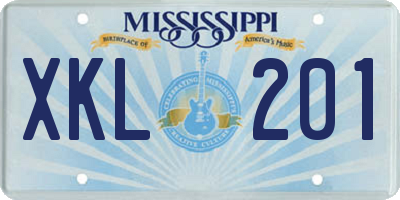 MS license plate XKL201