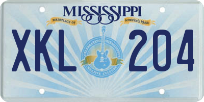 MS license plate XKL204