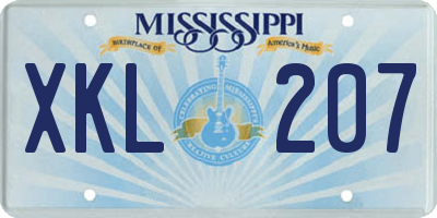 MS license plate XKL207