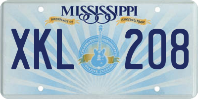 MS license plate XKL208