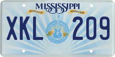 MS license plate XKL209