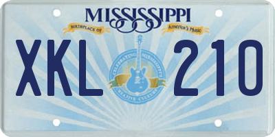 MS license plate XKL210