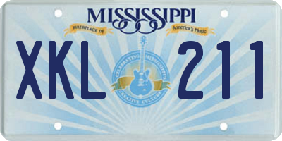 MS license plate XKL211
