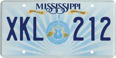MS license plate XKL212