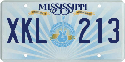 MS license plate XKL213